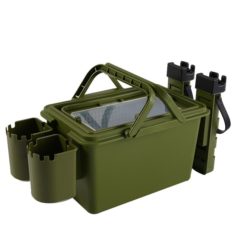 Military green bare case  2 cup holders  2 plunger barrels