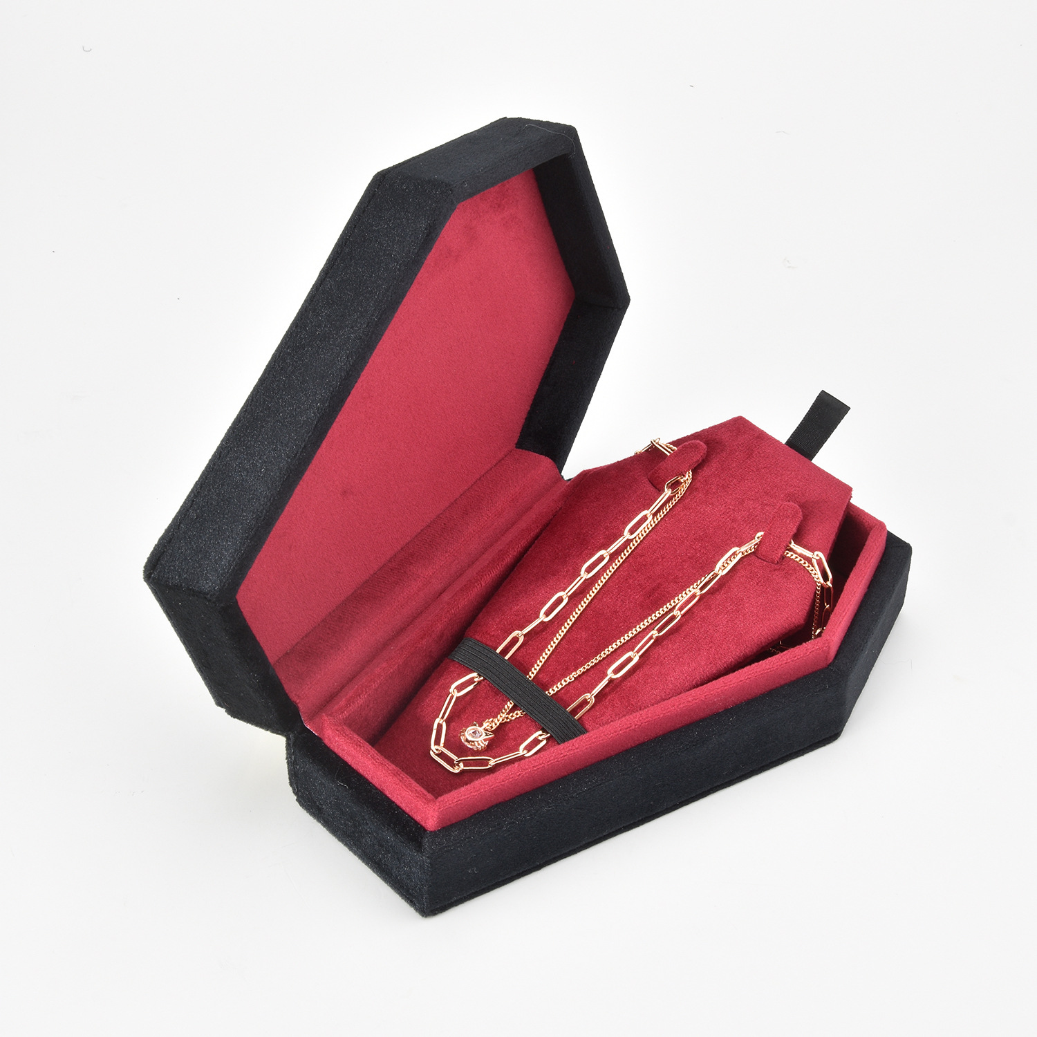 G90) velvet coffin-shaped (necklace) case
