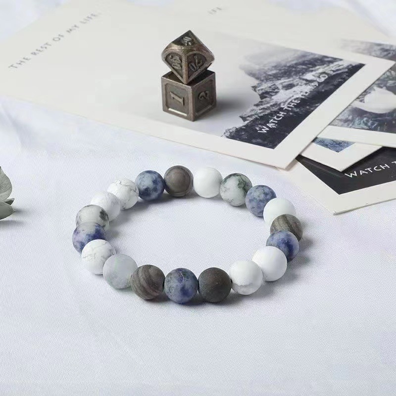 1:Tri-color beads frosted bracelet blue