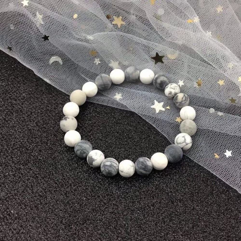 Two-tone bead frosted bracelet grey 12mm