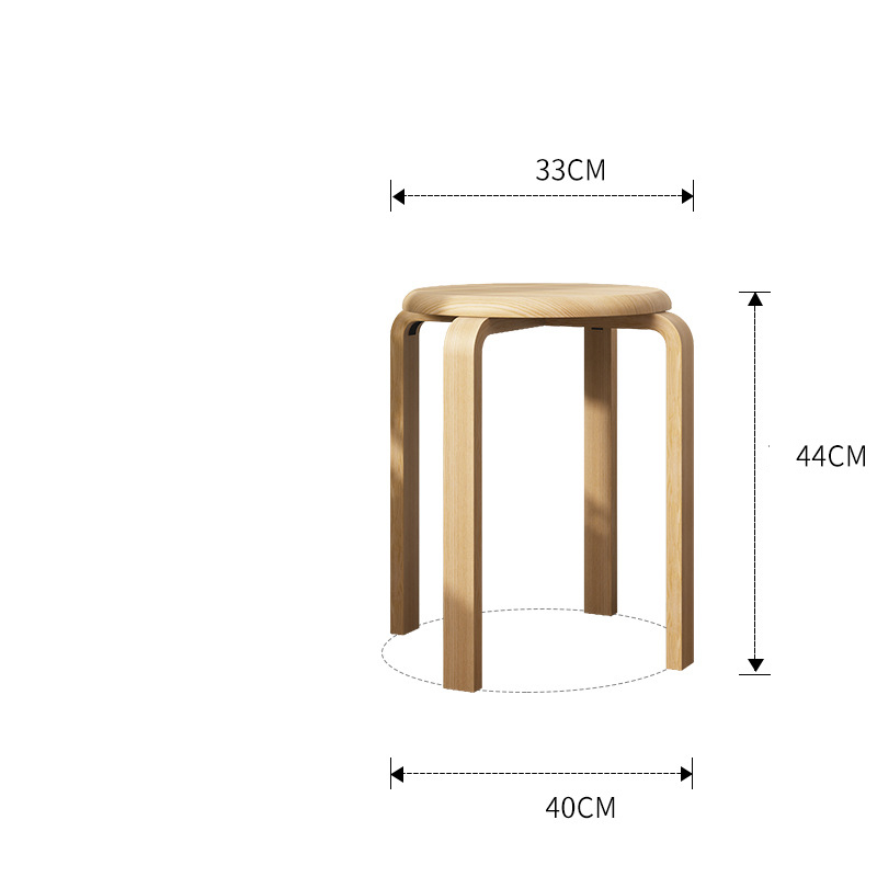 Solid wood round stool thickens the original wood color