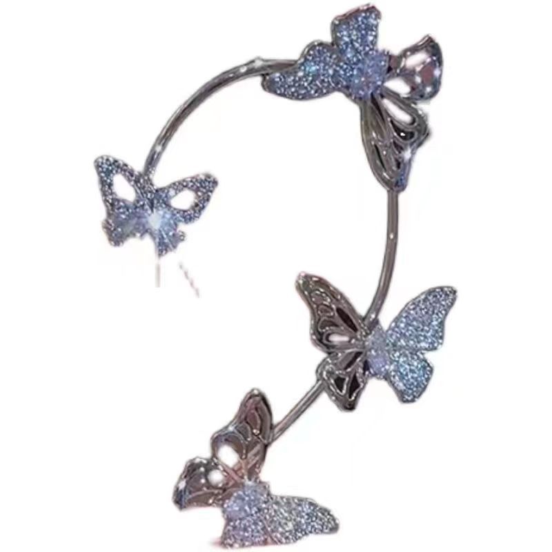 Hollow out butterfly silver pair