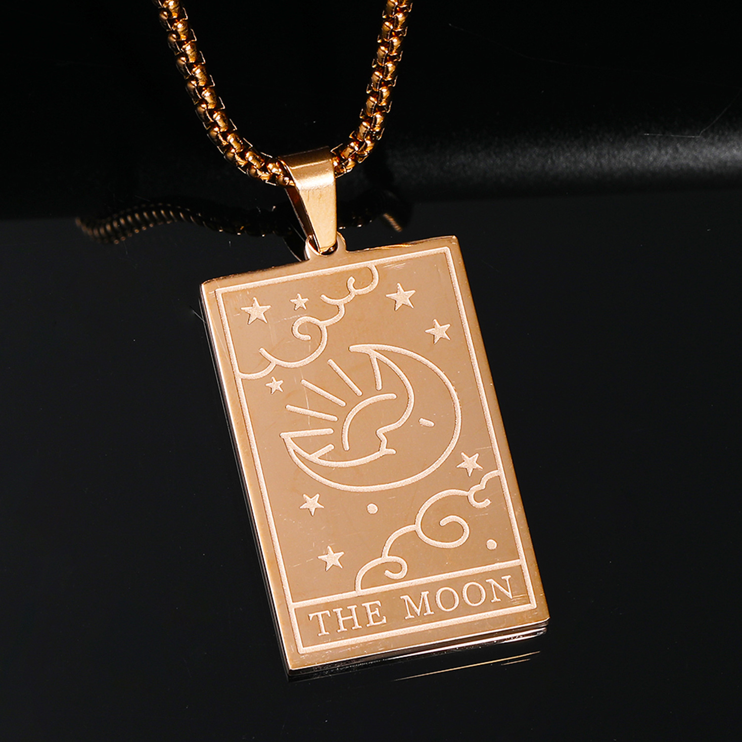 7:Rose gold pendant and rose gold 60cm square pearl chain