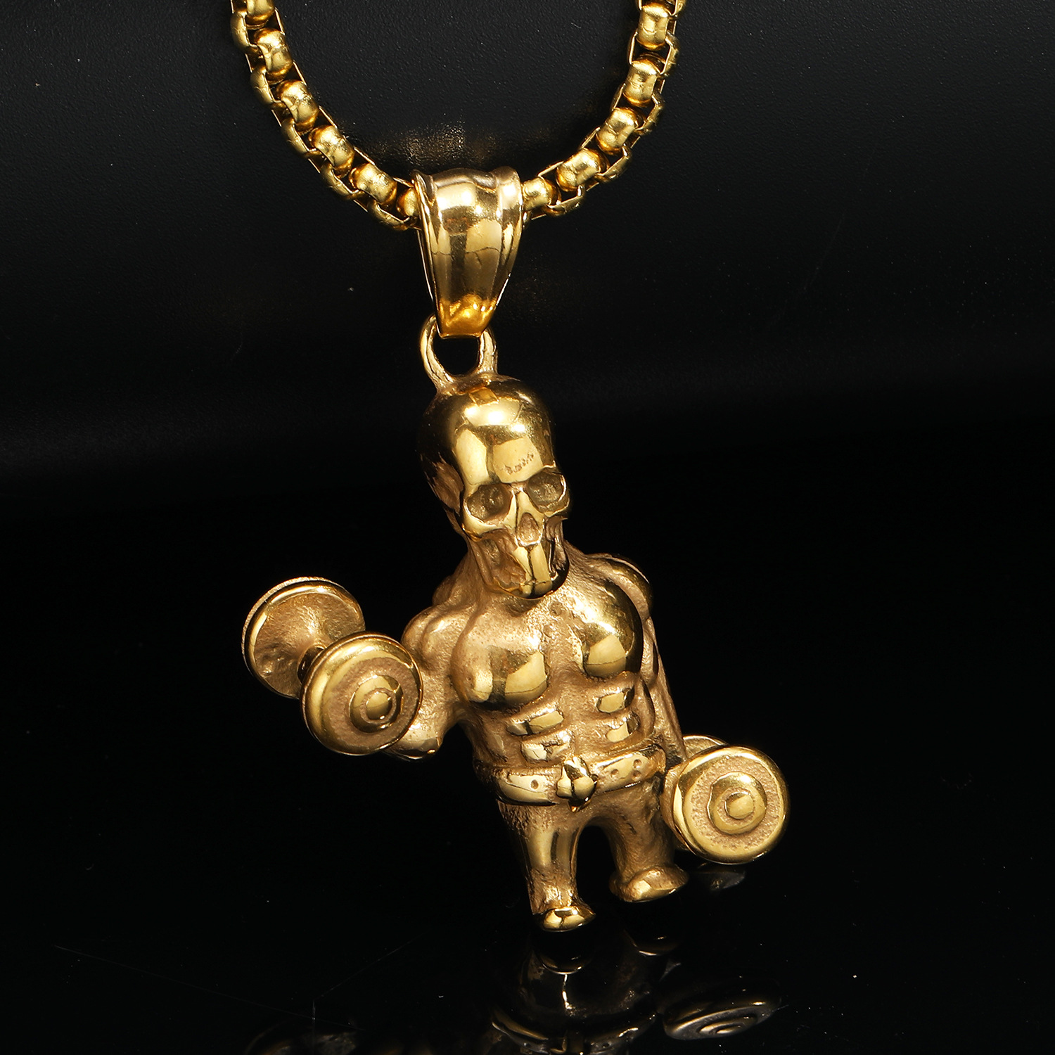 4:Gold pendant   gold 60CM square pearl chain