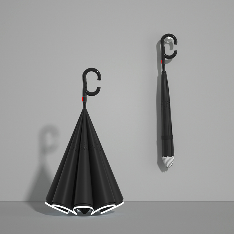 Obsidian black-colored automatic reverse umbrella