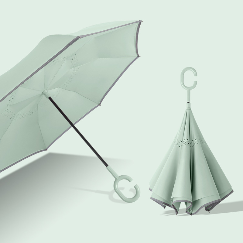 Morning fog green-color manual reverse umbrella