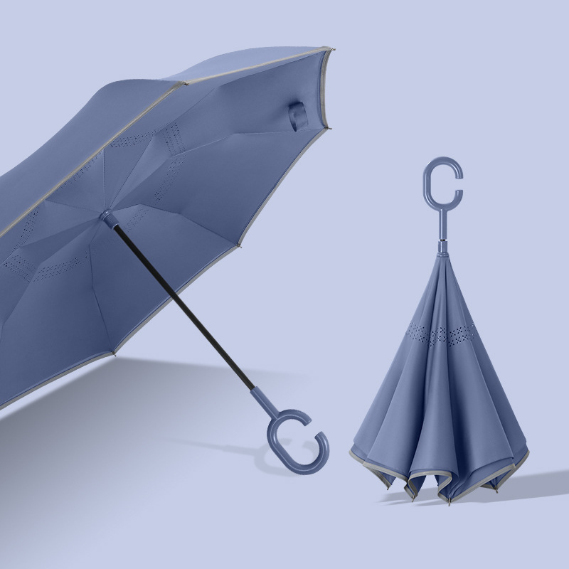 Haze blue-color manual reverse umbrella