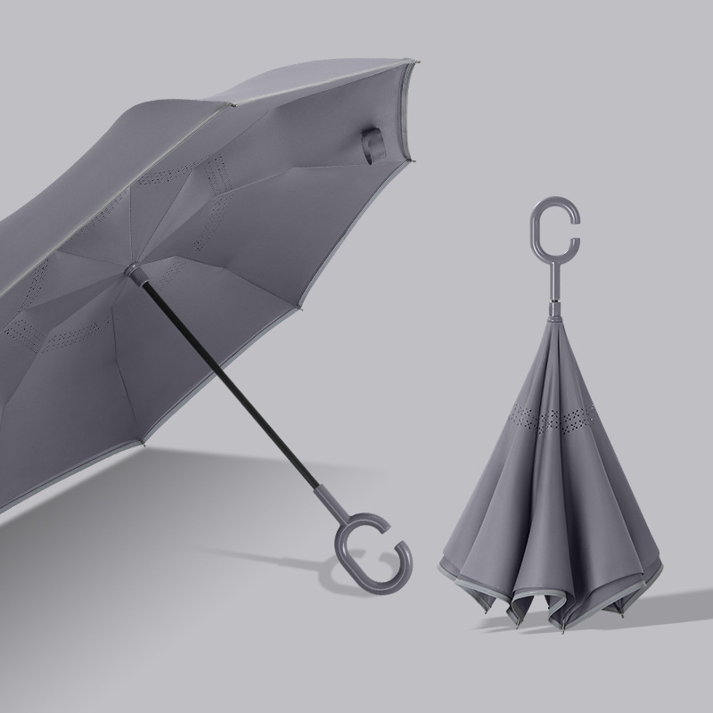 Gentleman grey-colored manual reverse umbrella