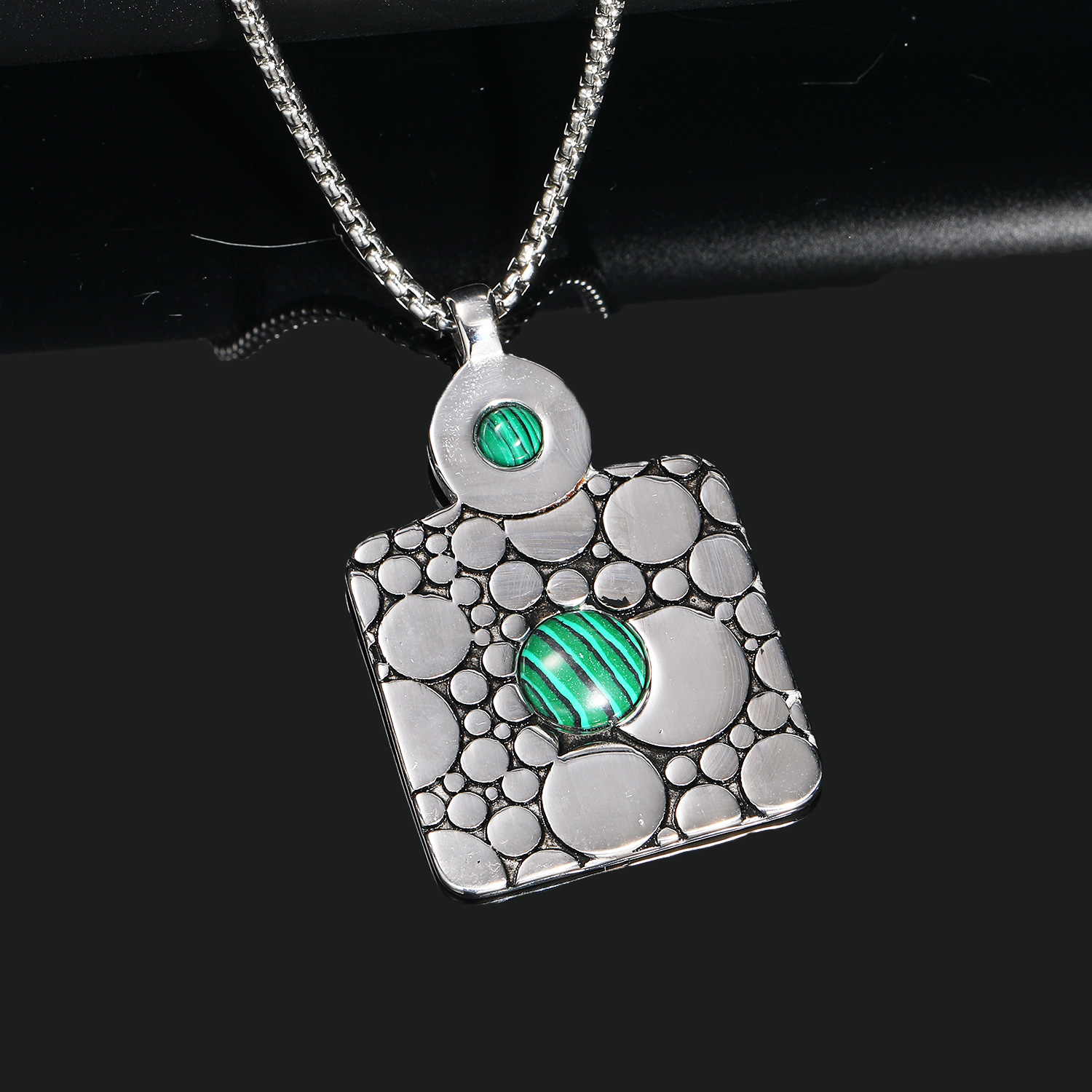 2:Steel malachite pendant