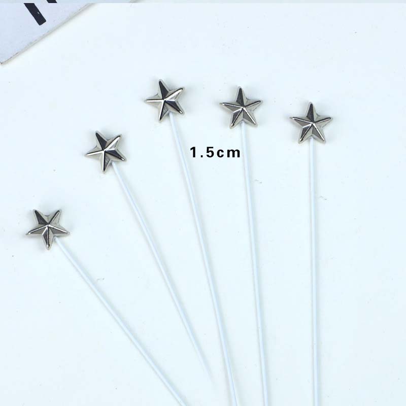 Silver - Small five-pointed star -5 pieces
