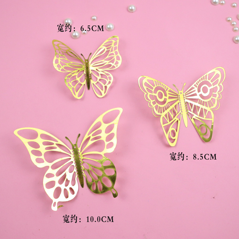 Butterfly Gold - No. 3 -4 sets -12 pieces