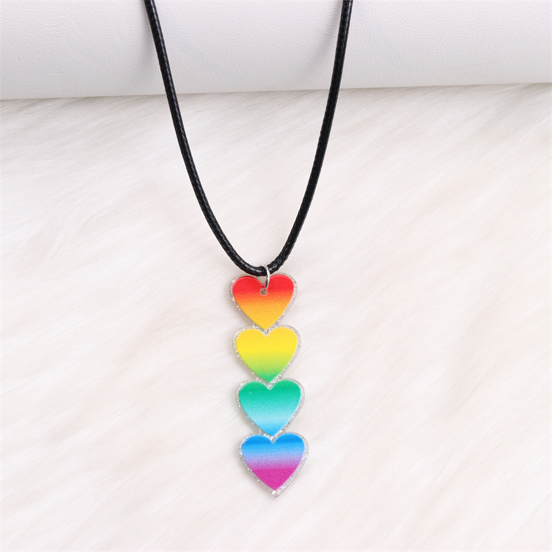 Gradient rainbow four hearts