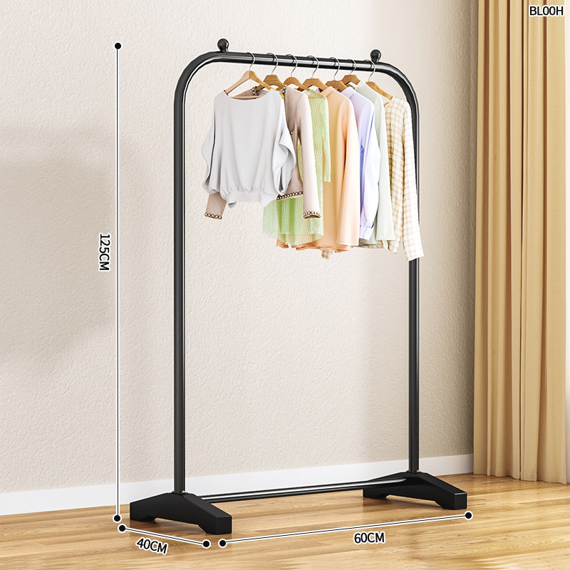 Black 60cm single pole iron coat and hat stand