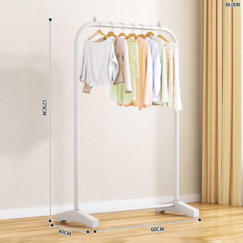 White 60cm single pole iron coat and hat stand