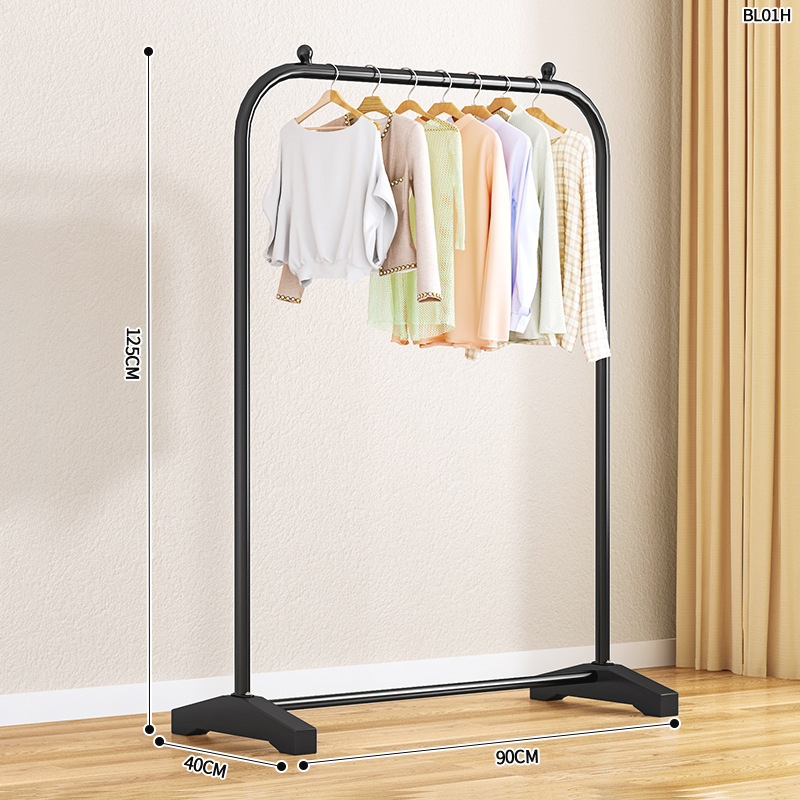 Black 90cm single pole iron coat and hat stand