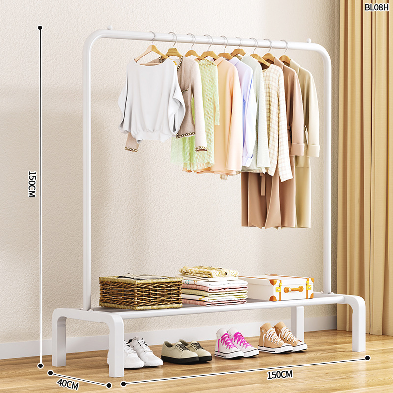 White 150cm single pole iron coat and hat stand