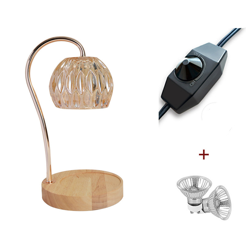 Striped glass lamp shade - Log base - Dimmer switch -2 bulbs