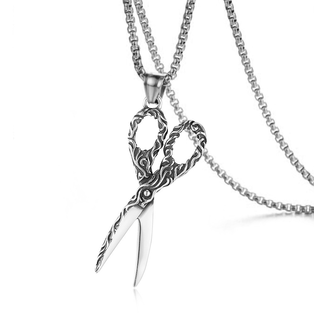 Steel pendant + 70cm square pearl chain