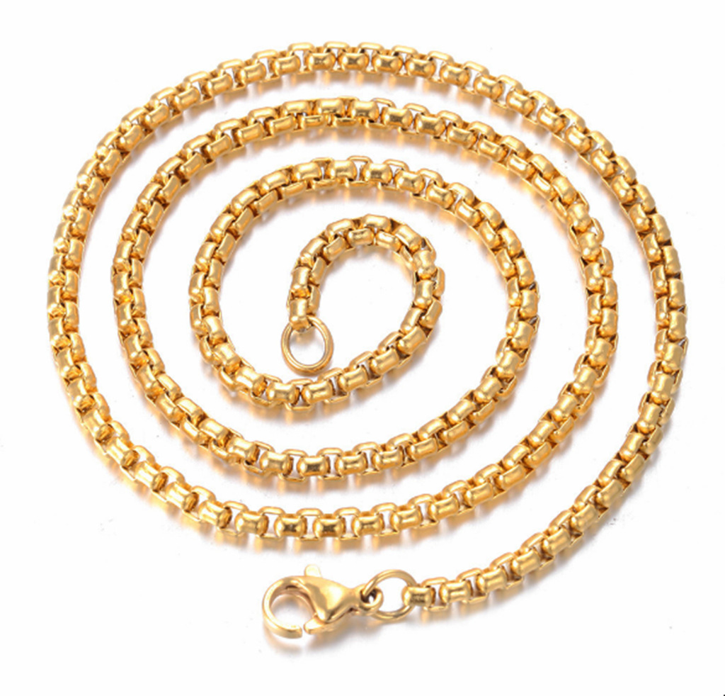 1:3mm * 60cm gold square pearl chain