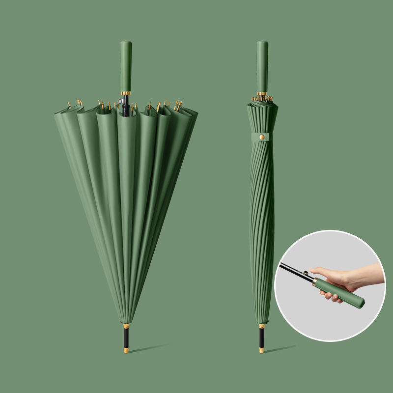 24 bone automatic forest green fiber umbrella skin straight handle delivery umbrella cover