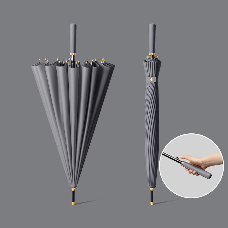 24 bone automatic dark gray fiber umbrella skin straight handle delivery umbrella cover