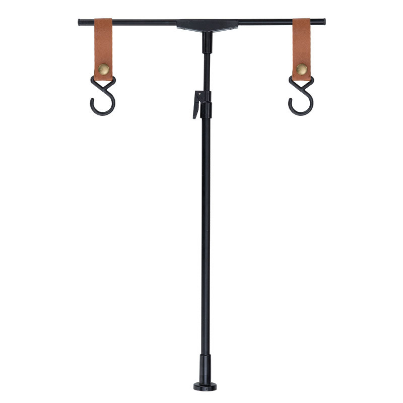 Black aluminum lamp pole with 2 hooks
