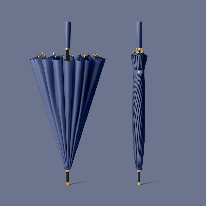 24 bone manual deep sea blue fiber umbrella skin straight handle delivery umbrella cover