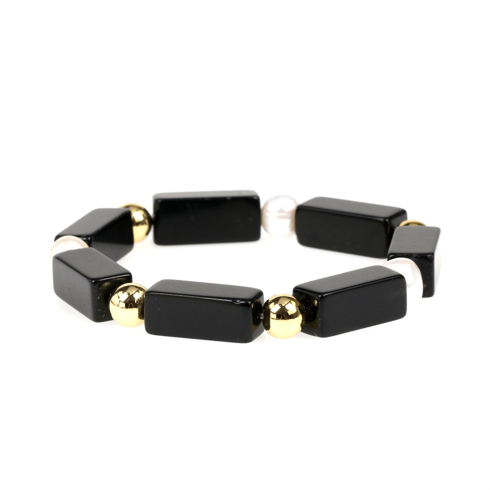 8:Black agate bracelet -16-17cm