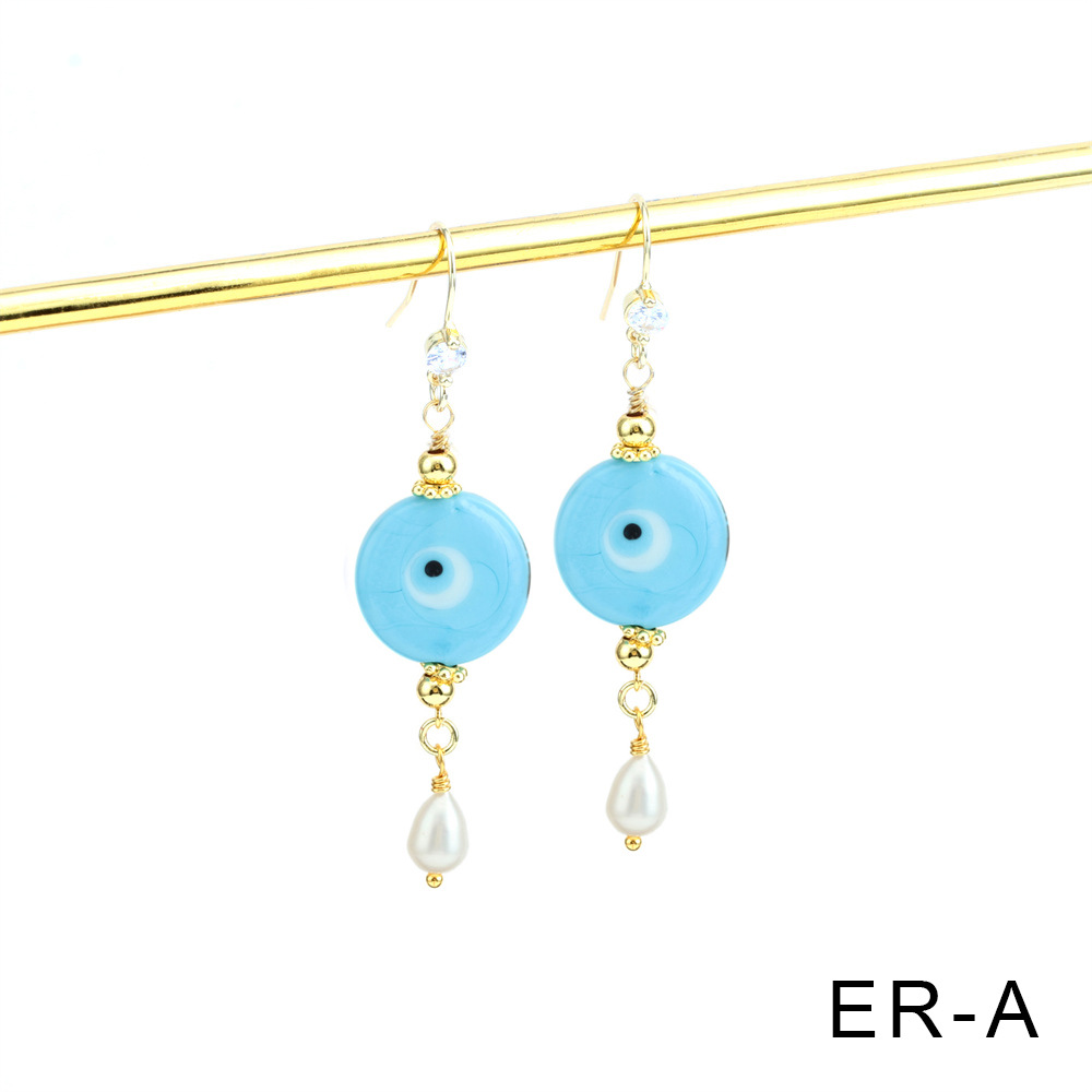 2:Blue eye earrings -18X47mm