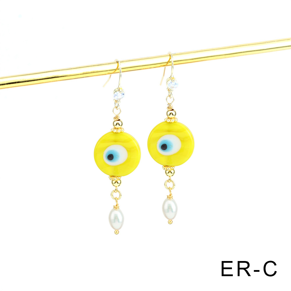 Yellow eye earrings -18X47mm