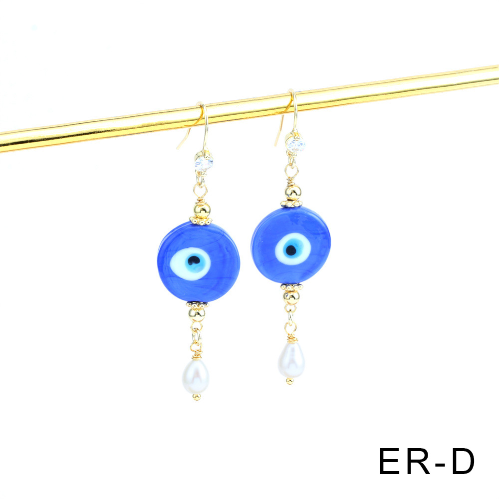 8:Dark blue eye earrings -18X47mm