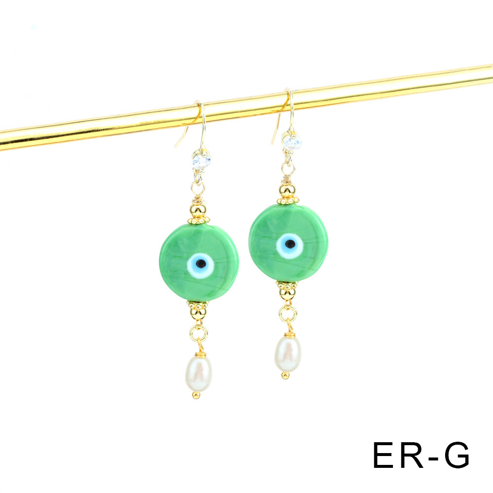 14:Green eye earrings -18X47mm