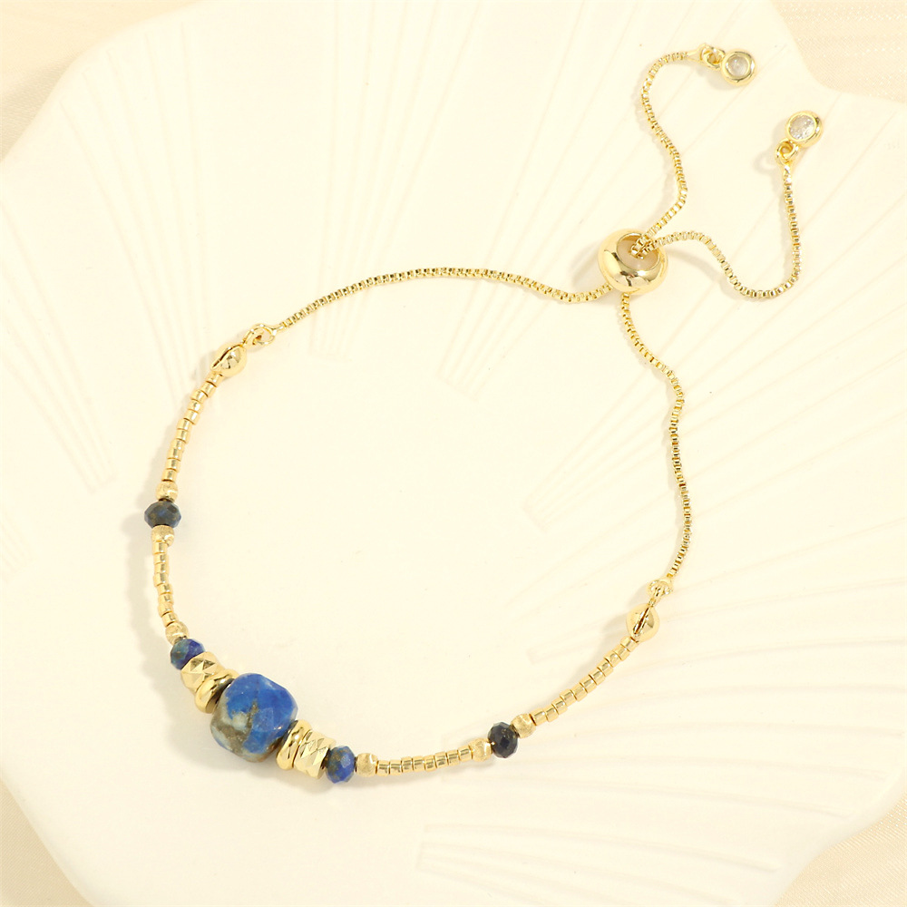 Rice bead blue marble bracelet 16-22cm
