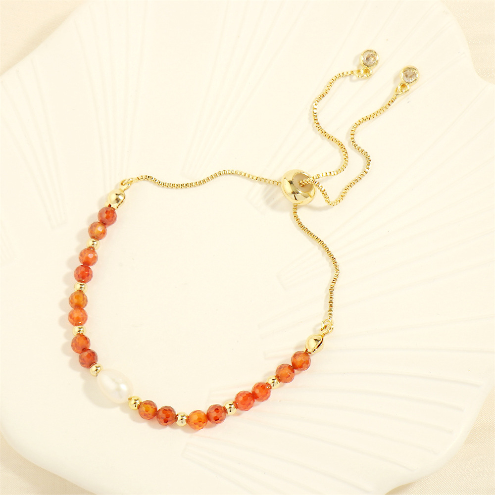 1:Red zircon pearl bracelet 16-22cm