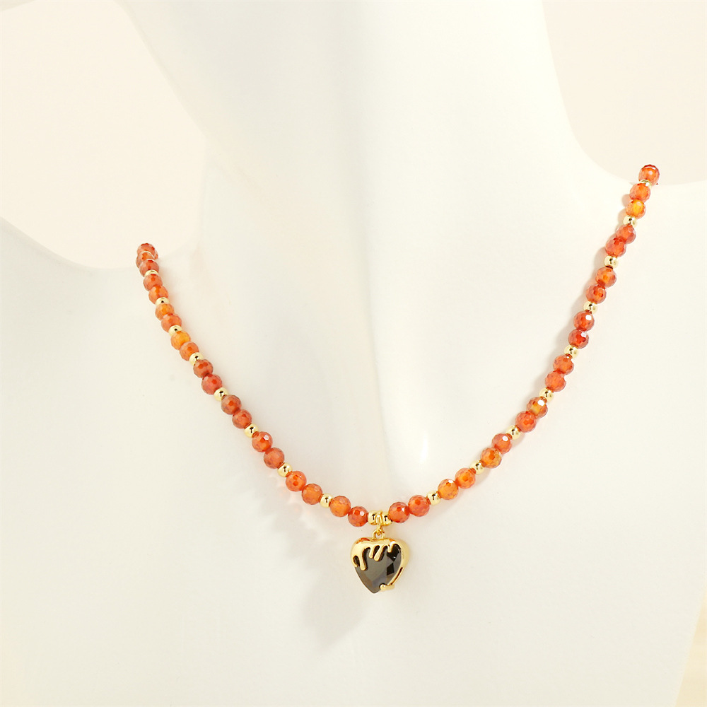 Red zircon love necklace 40x5cm