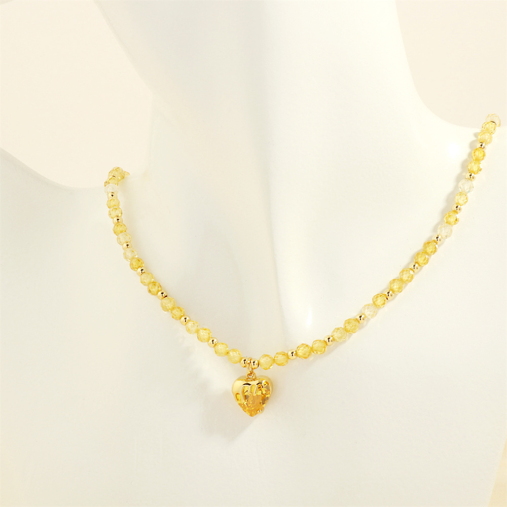 6:Yellow zircon love necklace 40x5cm