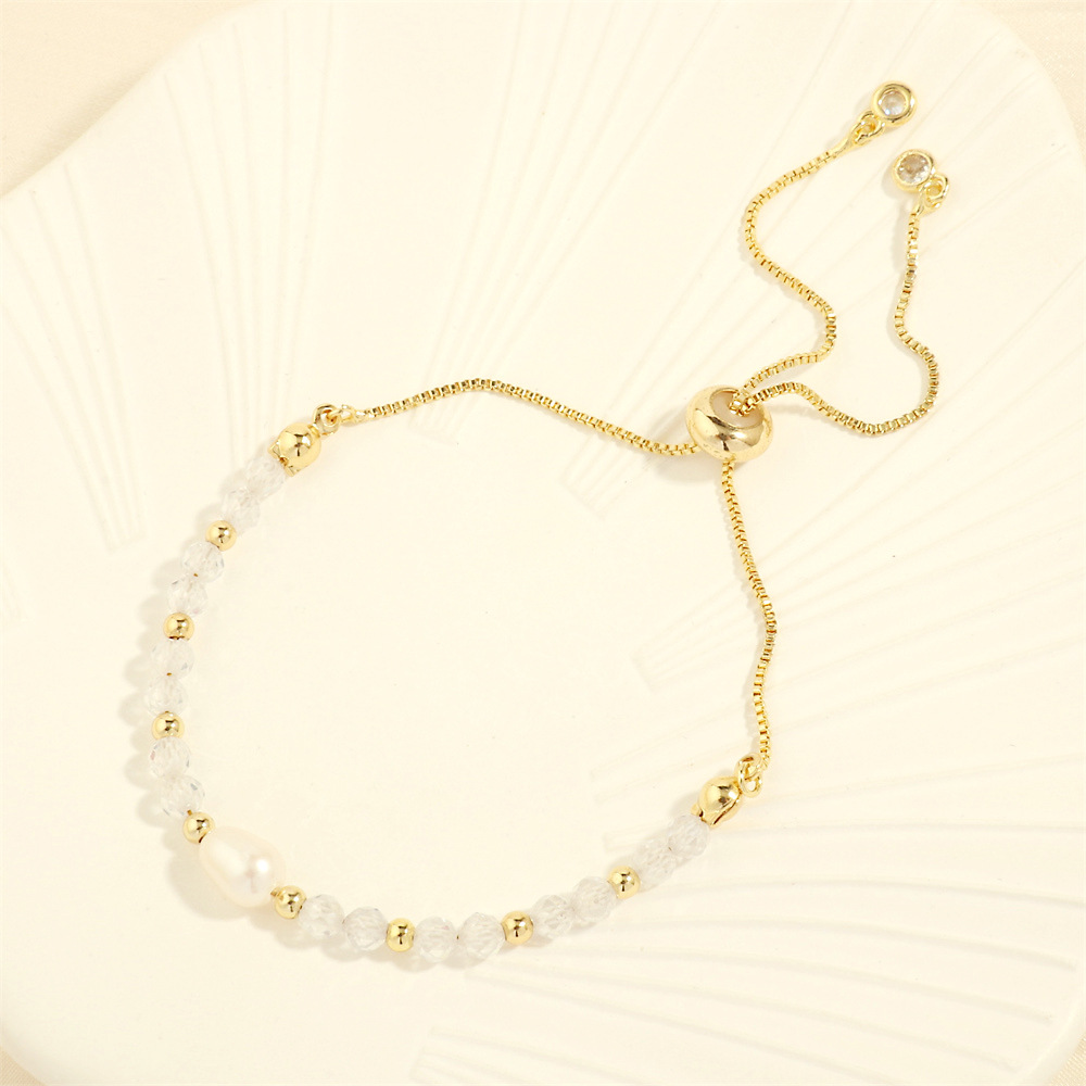 White zircon pearl bracelet 16-22cm