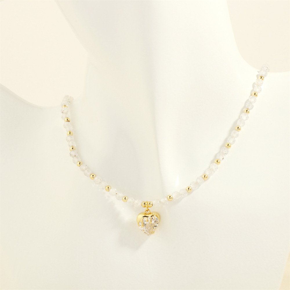 10:White zircon love necklace 40x5cm