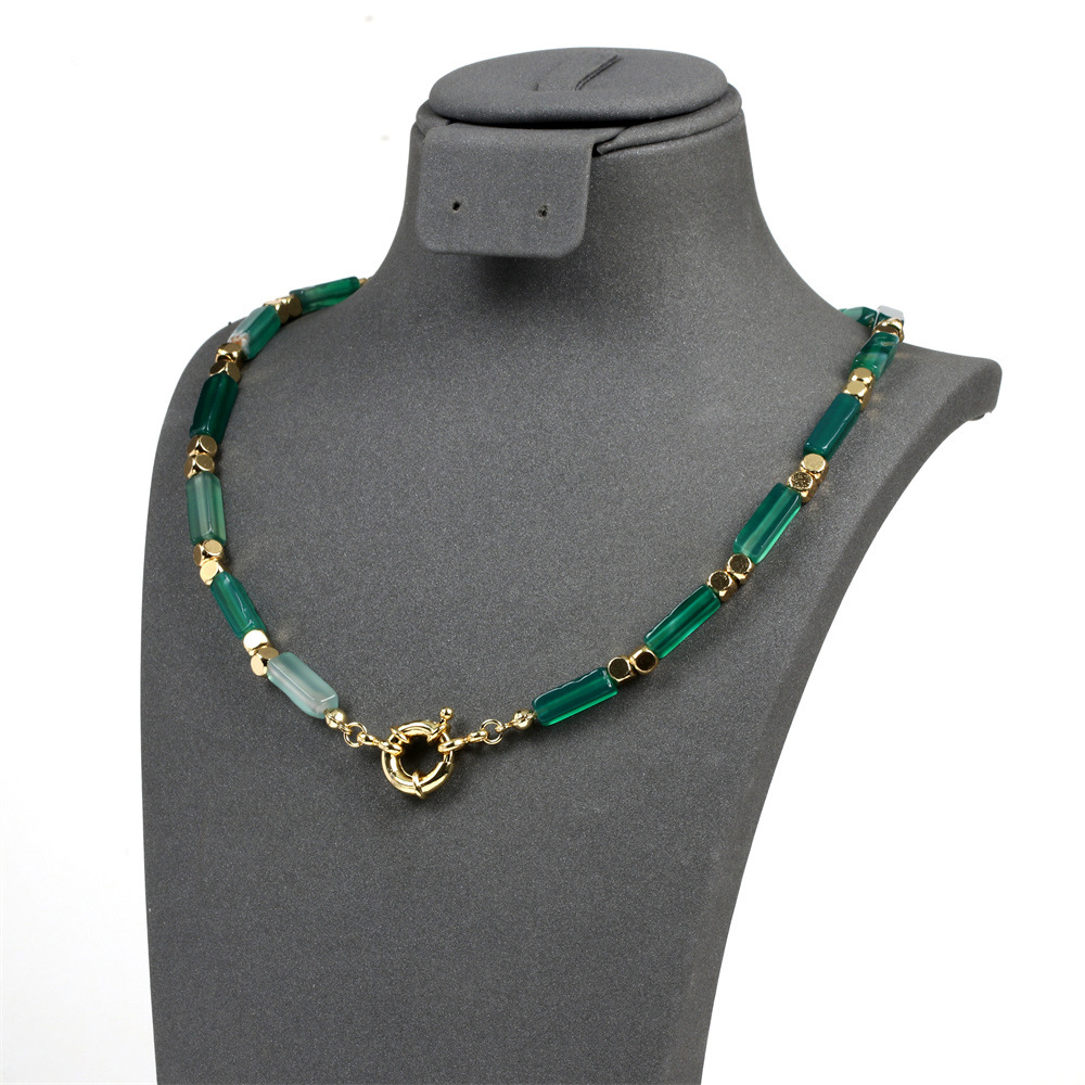 1:Green agate necklace 40cm
