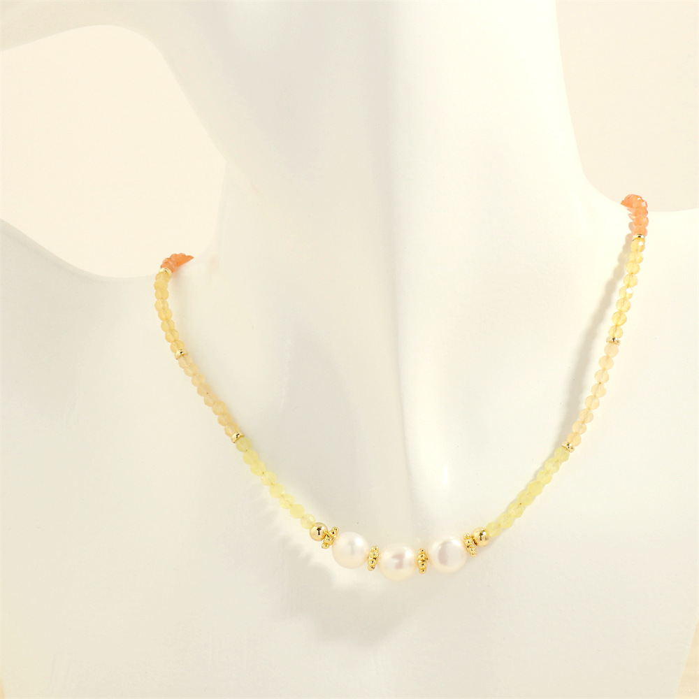 2:Orange stone pearl necklace 40x5cm