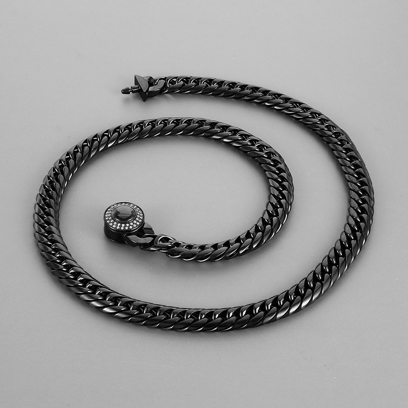 Black (rhinestone button) Bracelet 20cm