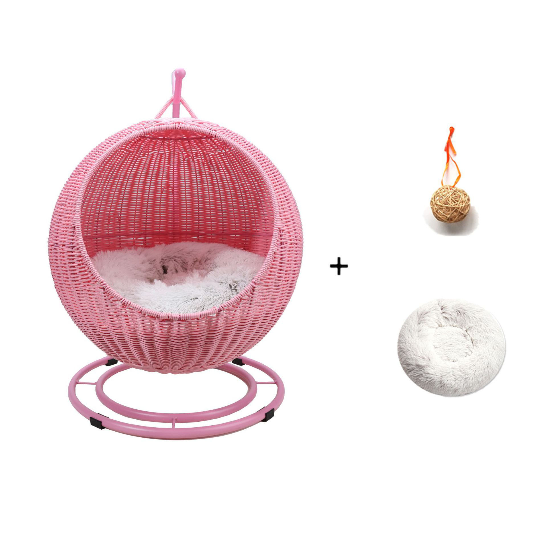 Pink Cat Litter - Long Hair Mat (Rattan ball)