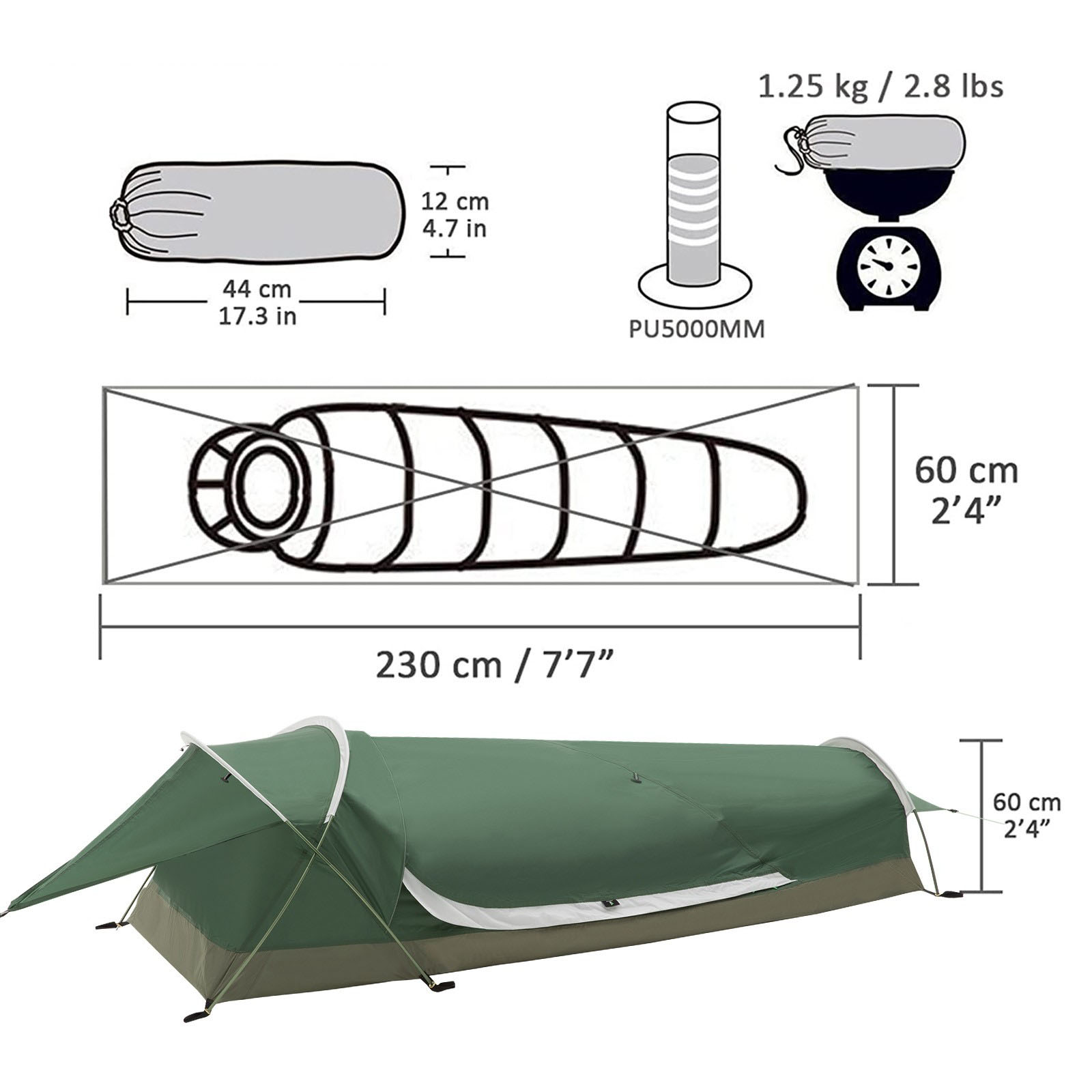 Tunnel Tent (Army green)