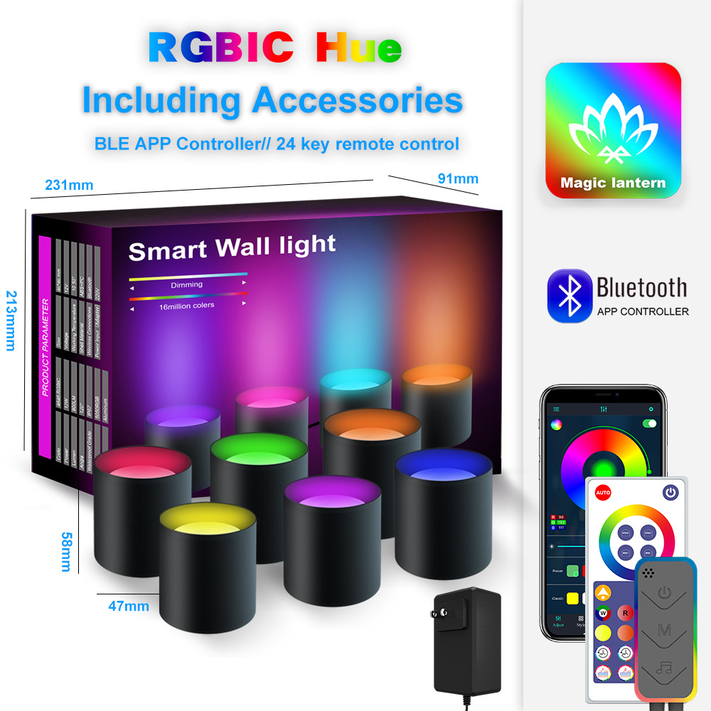 Bluetooth APP- Color RGBIC Wall Light 6Pack (Color box set)