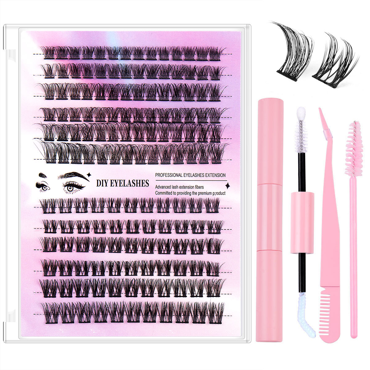 DIY-SET-021  Pink double-head glue   pink tweezers   pink brush