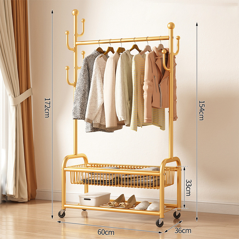60- Light luxury gold double layer storage/Universal wheel *4/6 hook/Extra thick thickening