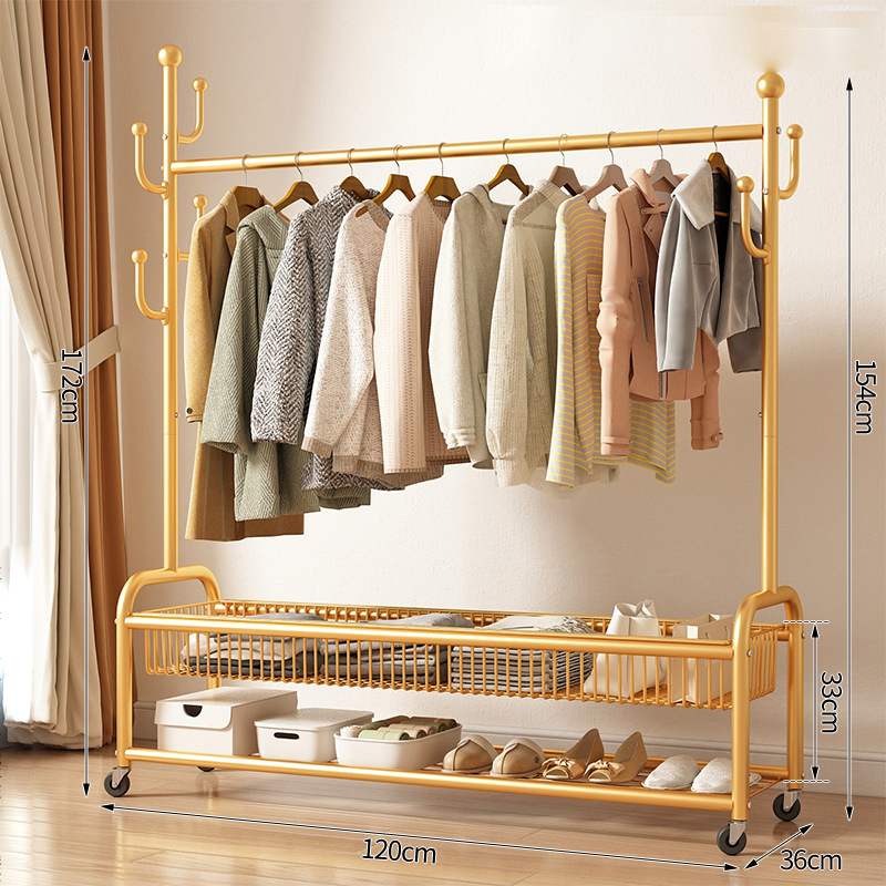 120- Light luxury gold double layer storage/Universal wheel *4/6 hook/Extra thick thickening