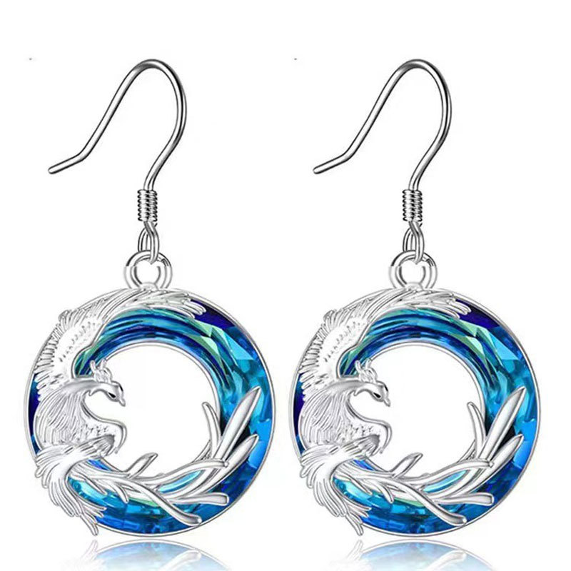 2:Silver blue crystal earrings 16x16mm