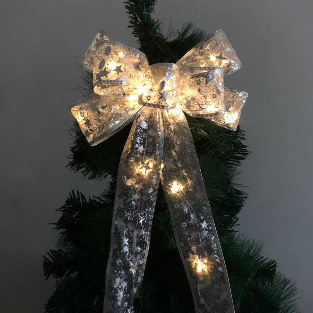 Silver printed bow   warm light