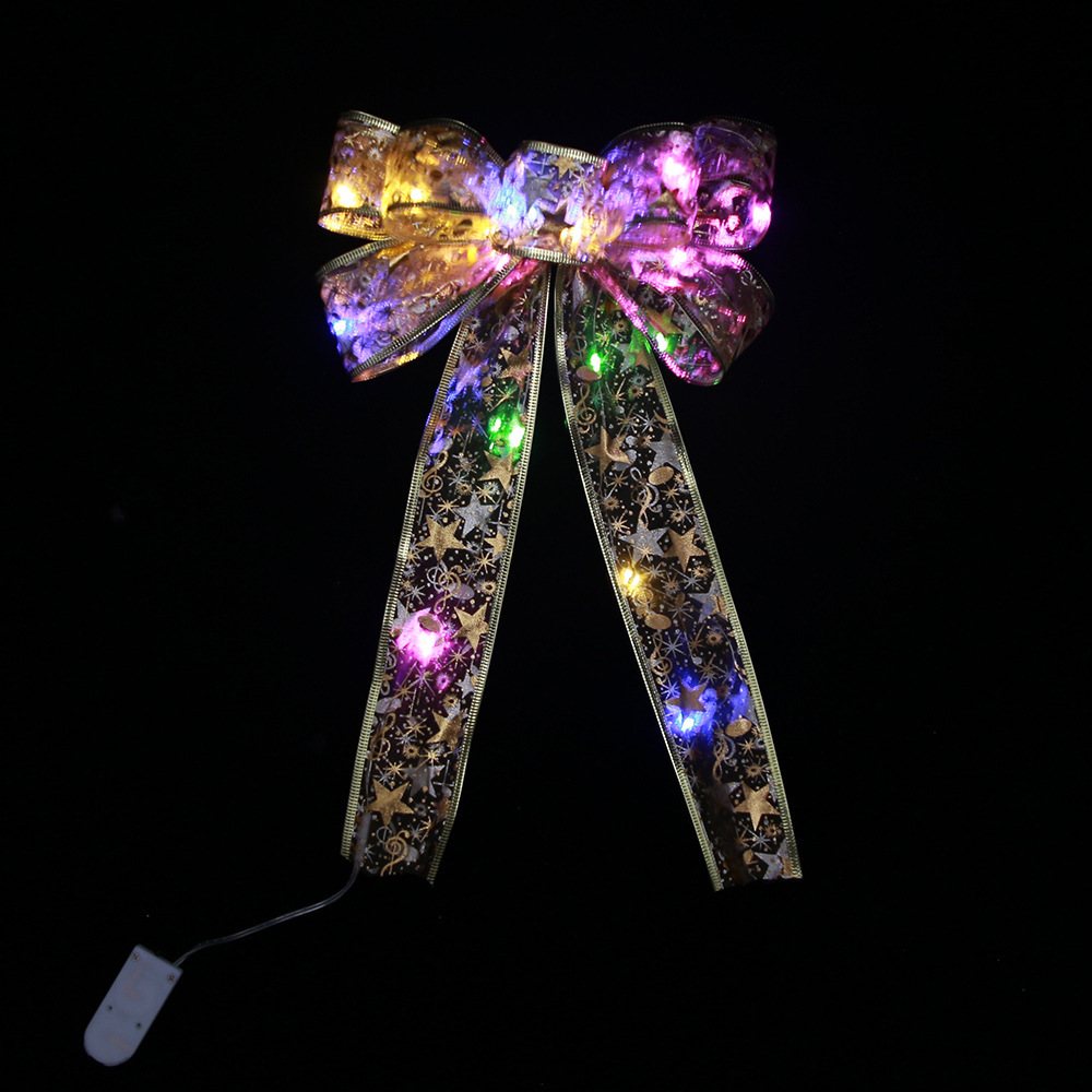 Gold printed bow   colored light